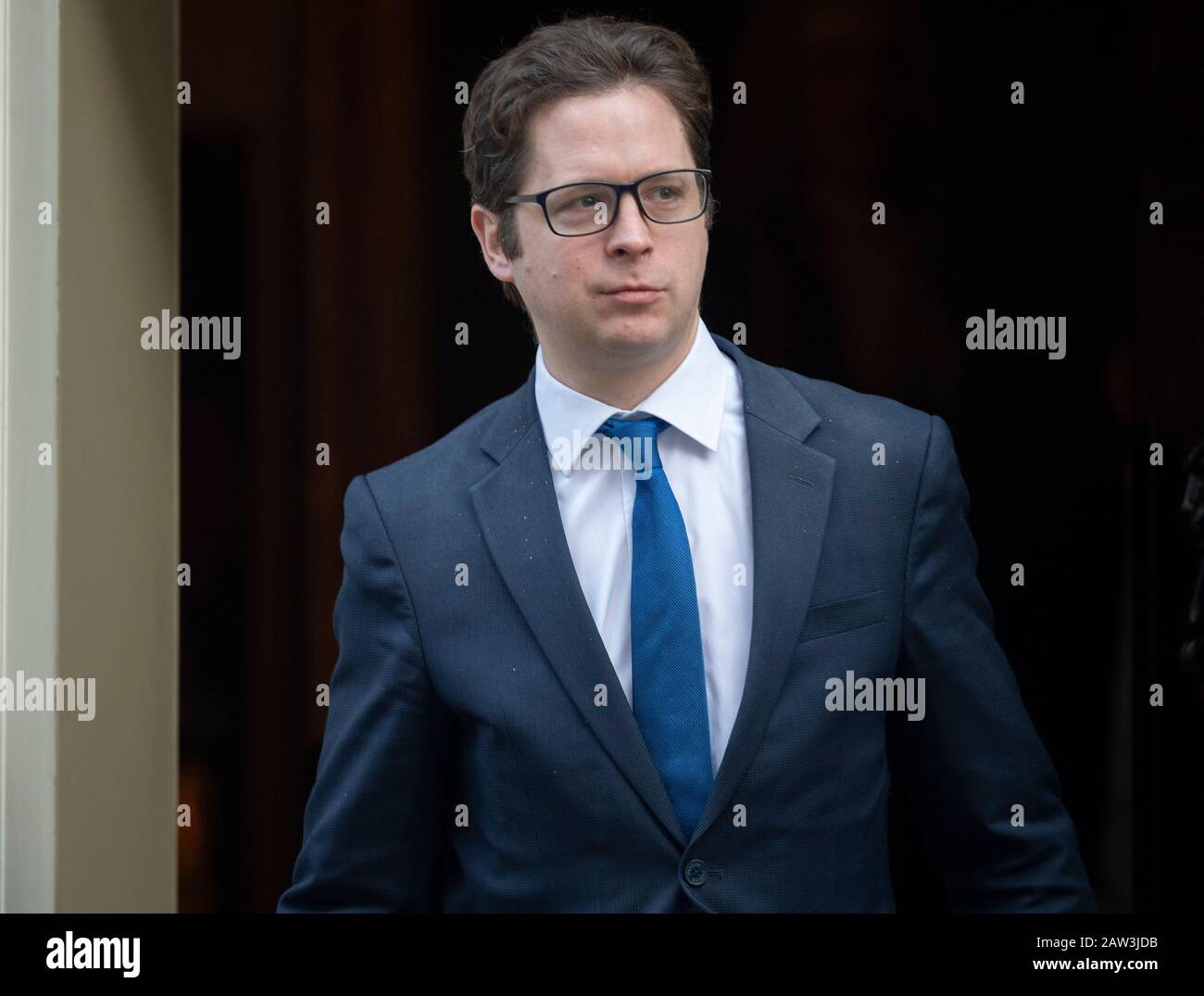 Downing Street, London, UK. 6th February 2020. Alex Burghart MP, PPS to Boris Johnson leaves 10 Downing Street after weekly cabinet meeting. Credit: Malcolm Park/Alamy Live News. Stock Photo