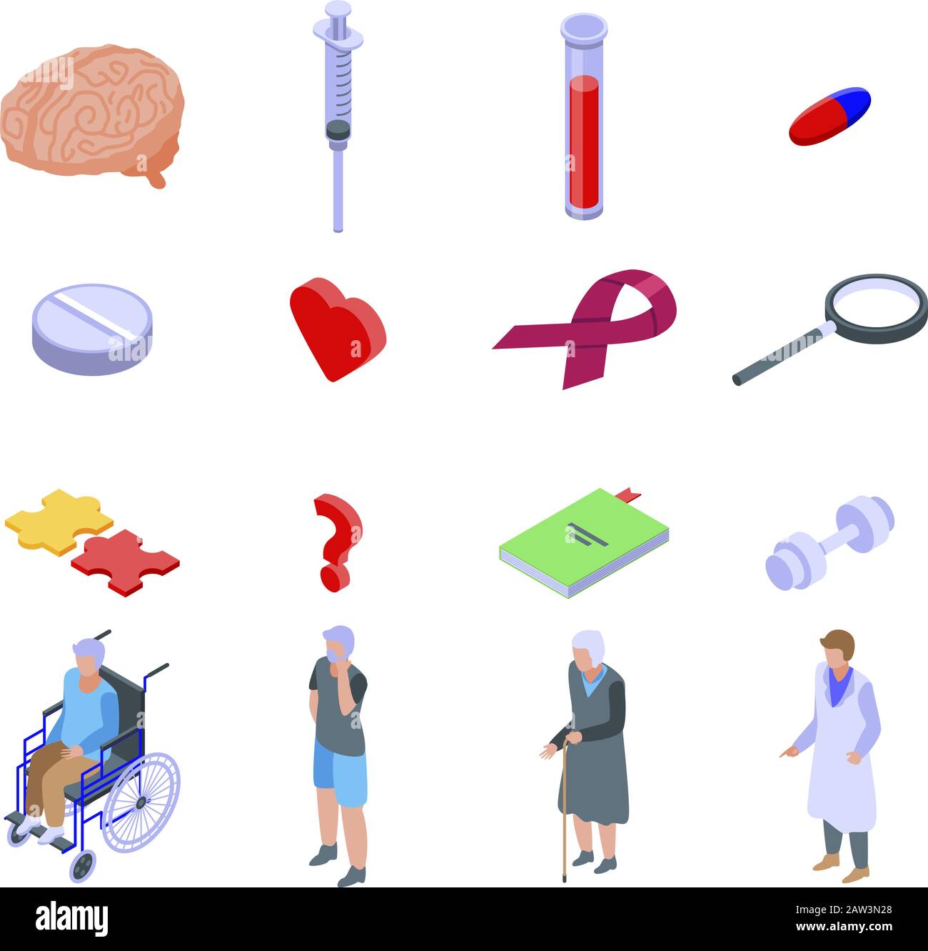 Alzheimers disease icons set, isometric style Stock Vector Image & Art ...