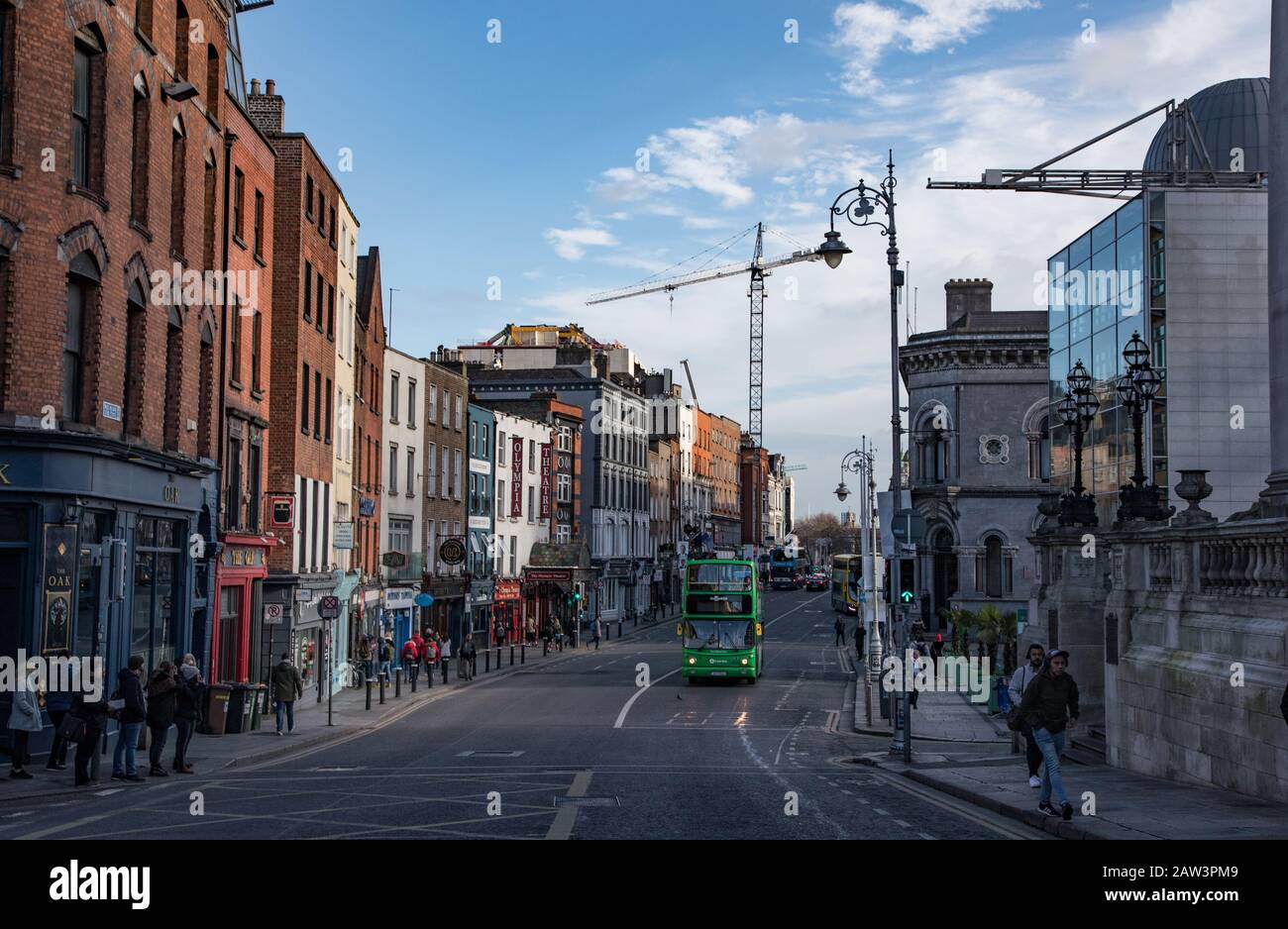 Dublin, Ireland - 29th January 2020: Dame street in Dublin city centre Stock Photo