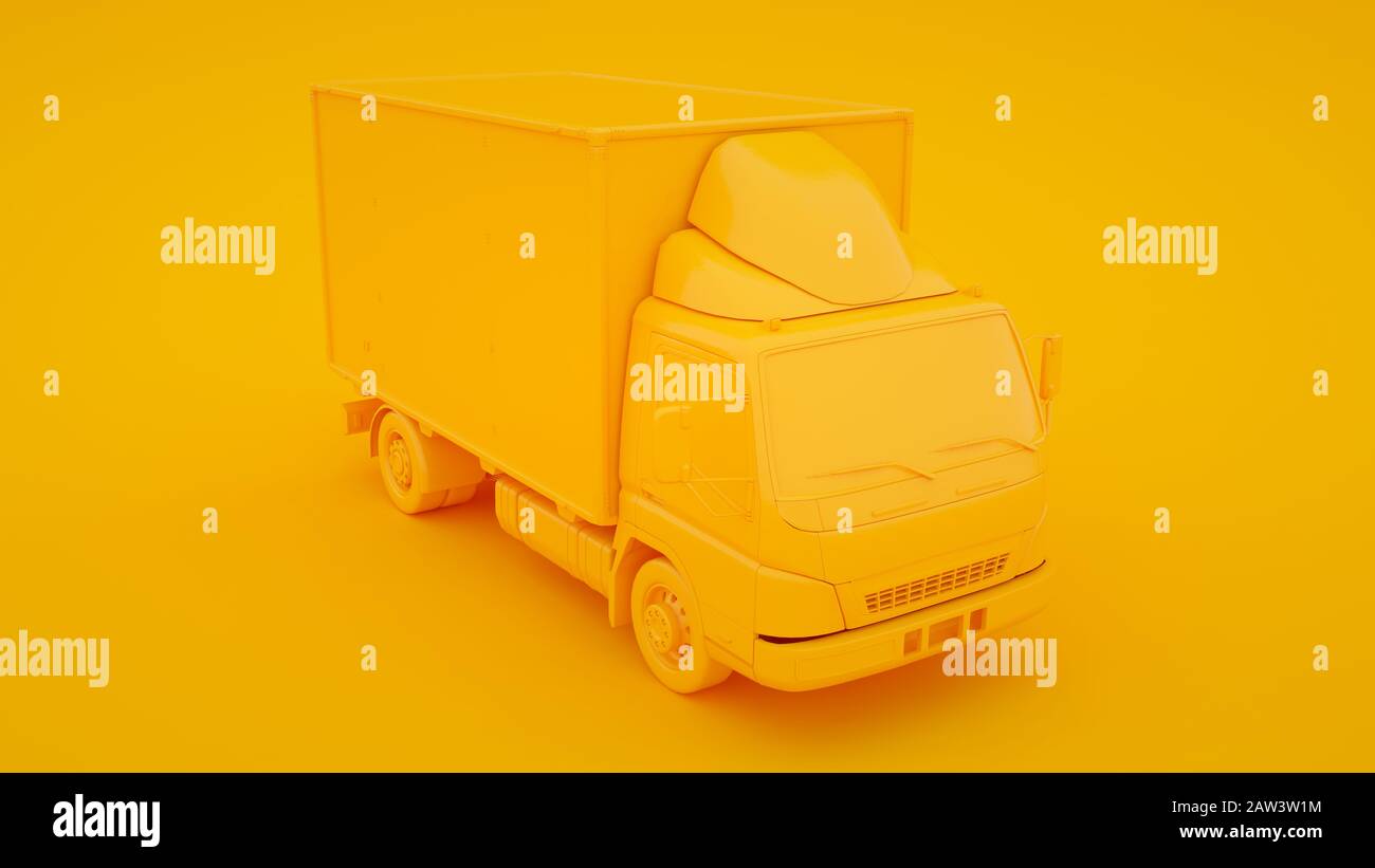 Delivery truck isolated on yellow background. 3d rendering Stock Photo ...