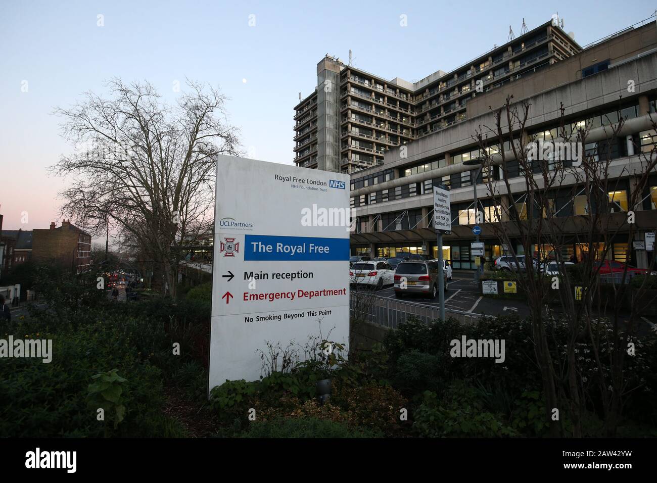 A view of the Royal Free Hospital teaching hospital in the Hampstead area of the London Borough of Camden. The hospital is part of the Royal Free London NHS Foundation Trust. PA Photo. Picture date: Thursday February 6, 2020. Photo credit should read: Jonathan Brady/PA Wire Stock Photo