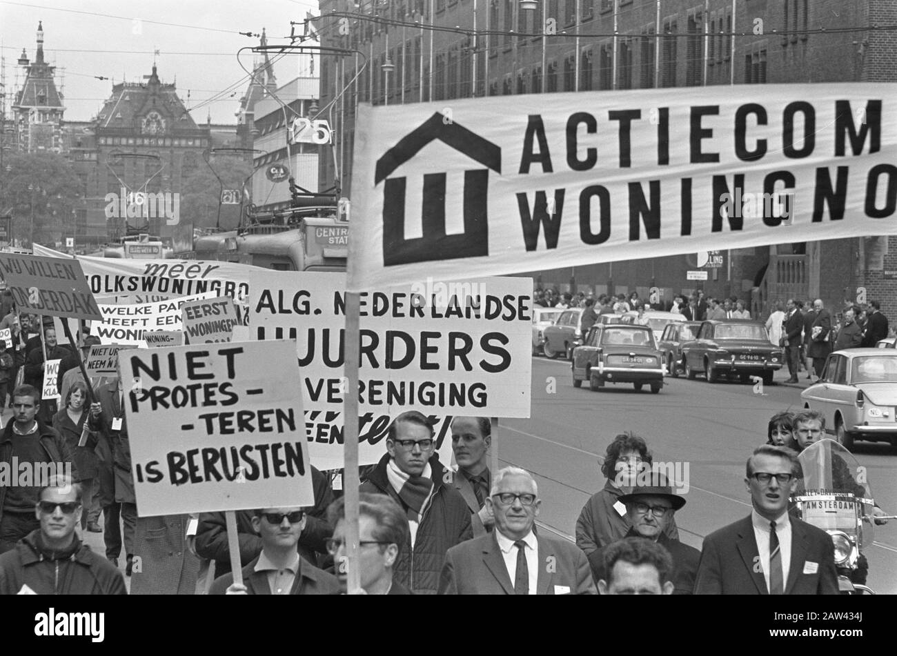 Protest march through capital because of housing shortage Date: May 7, 1966 Location: Amsterdam, Noord-Holland Keywords: protest marches, housing shortage Stock Photo