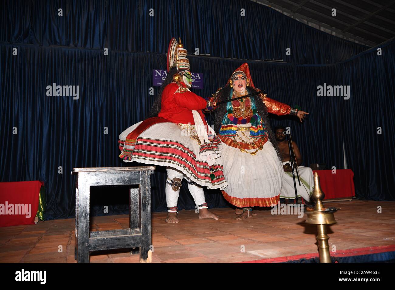 Navarasa Kathakali Centre, Thekkady, Classical Indian dance from the southwestern region of India Stock Photo