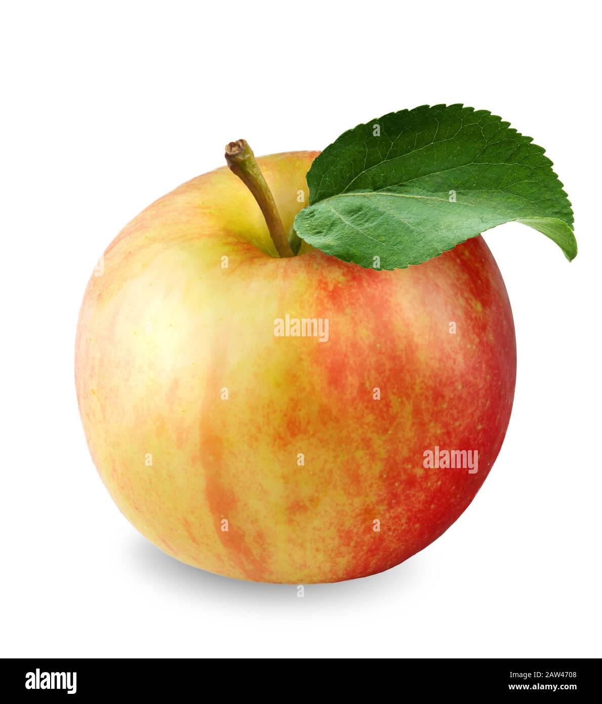 Yellow red apple isolated on white background. Fresh beutiful apple