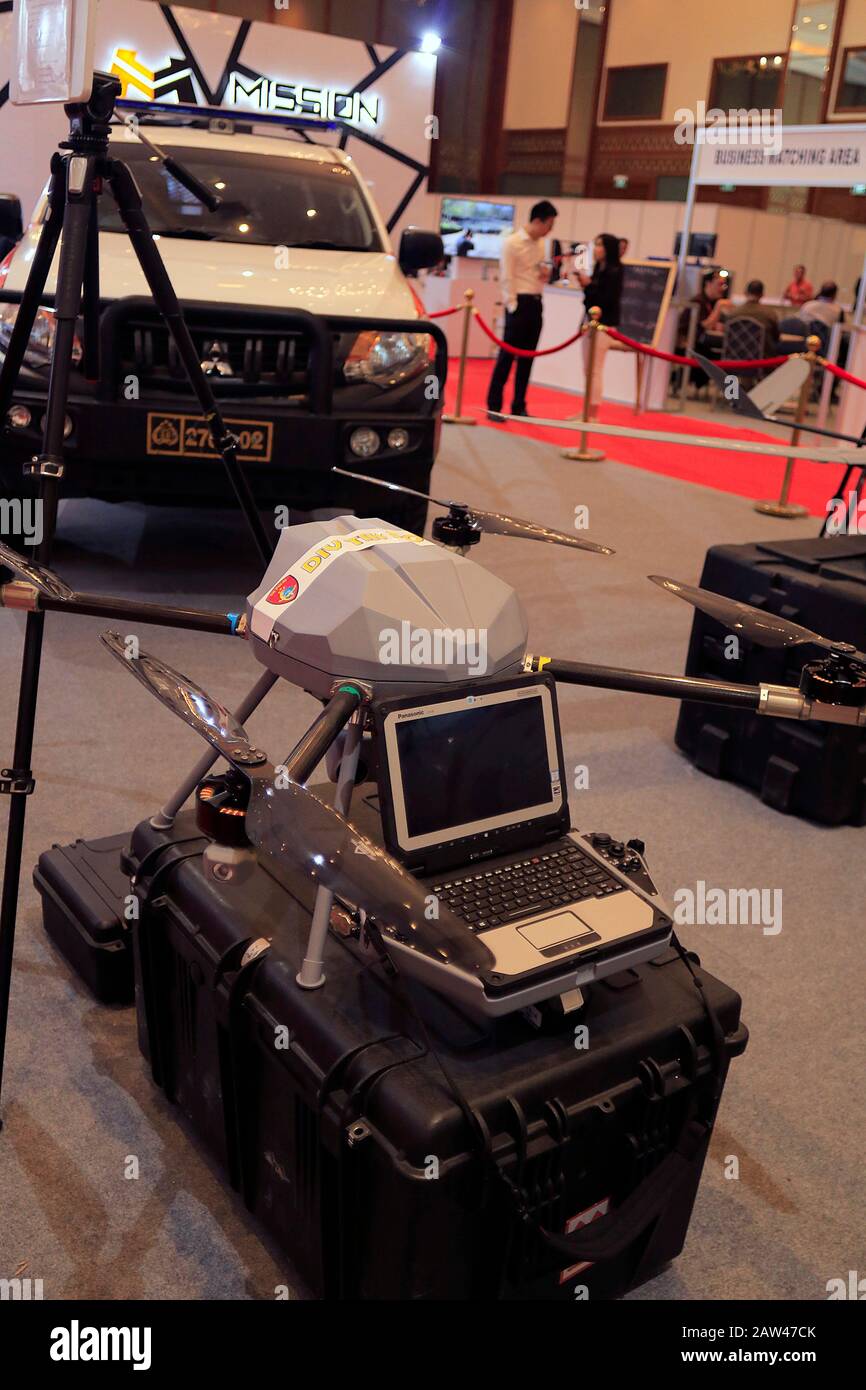 Several technologies were seen at the 2019 Public Safety Indonesia Conference & Expo exhibition. Public Safety Indonesia 2019 was attended by more than 120 industry stakeholder exhibitors on innovative products, services, and solutions in the fields of physical, network and cyber equipment, products and services, The exhibition lasts until March 1, 2019. Stock Photo