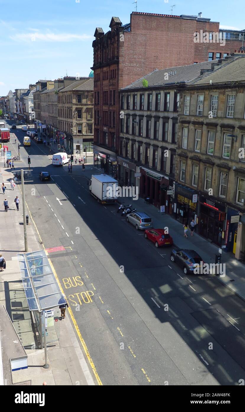 High level view of Sauchiehall Street Glasgow Stock Photo Alamy