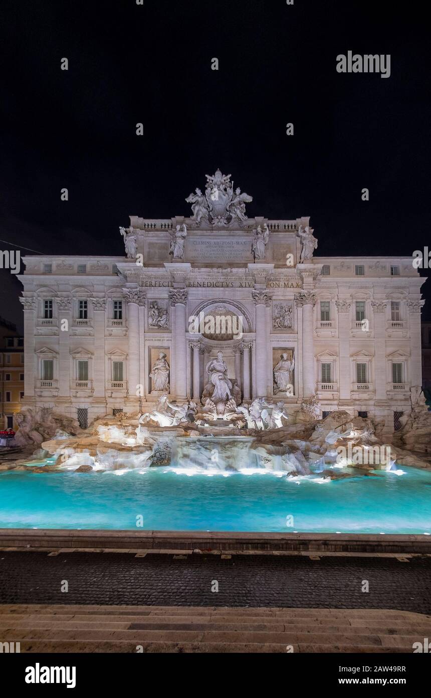 Vertical view of the famous Trevi fountain Stock Photo