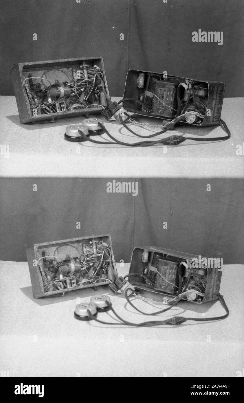 Radio receivers hidden in objects (from captivity WW2) Date: 01/01/1947 Location: Indonesia Dutch East Indies Stock Photo