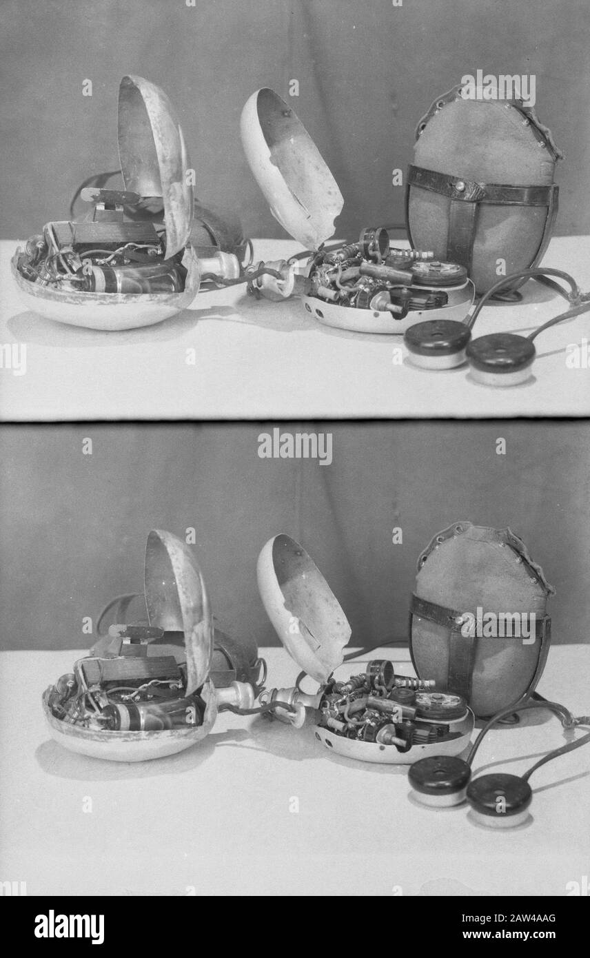 Radio receivers hidden in objects, here flasks (from captivity WW2) Date: 01/01/1947 Location: Indonesia Dutch East Indies Stock Photo