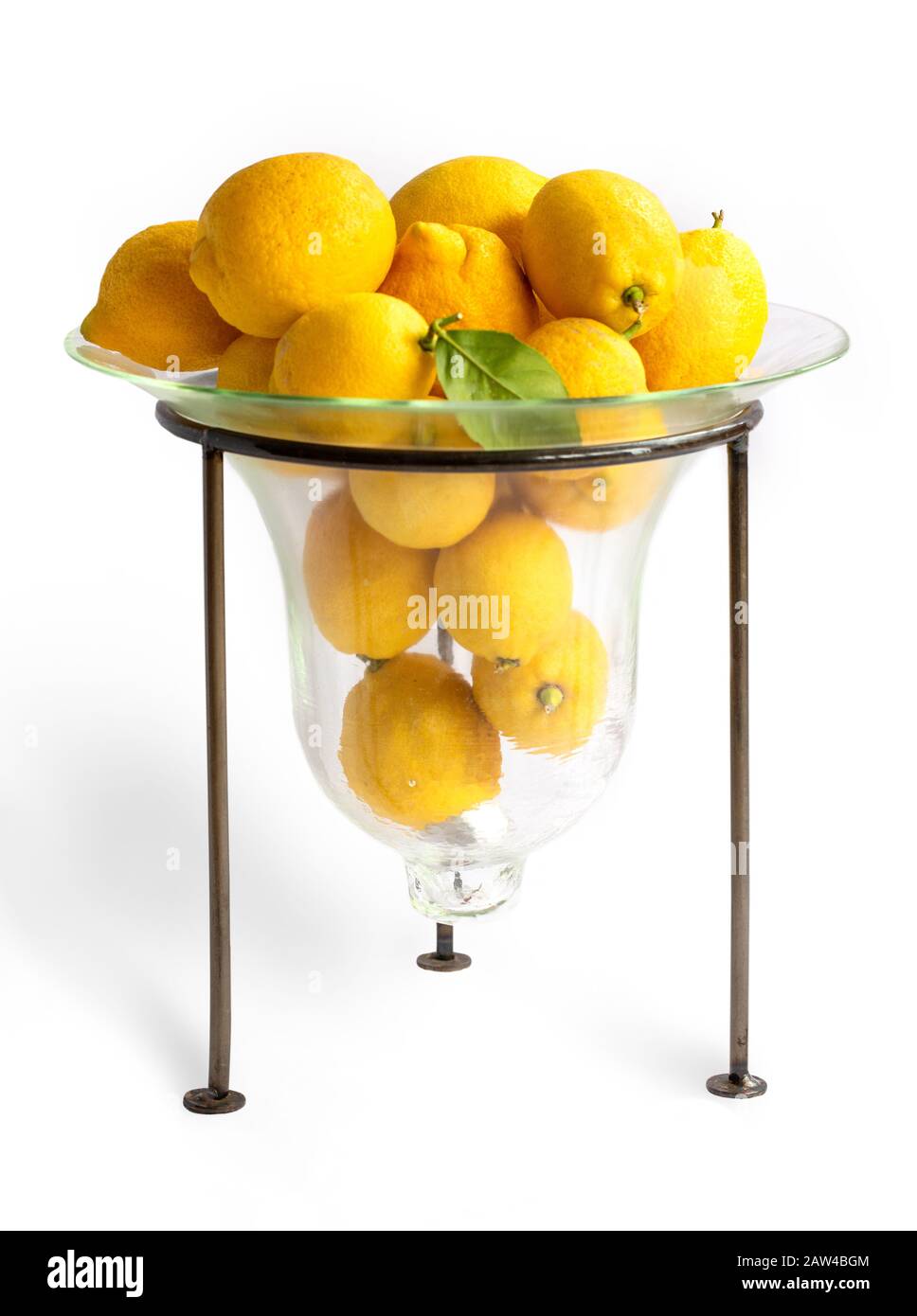 lemons in a glass vase on a white background Stock Photo Alamy