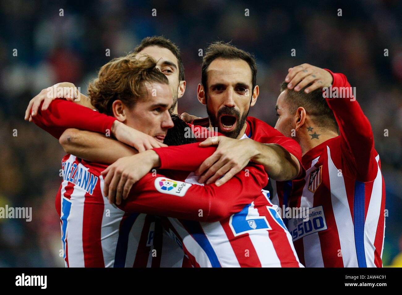 Atletico de Madrid's Antoine Griezmann, Nico Gaitan, Angel Correa, Juanfran Torres  during the match of Copa del Rey between Atletico de Madrid and La Stock Photo