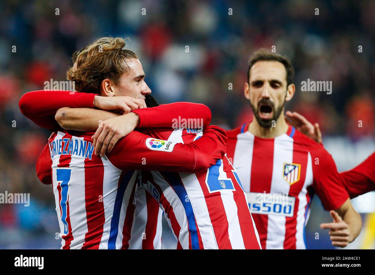 Atletico de Madrid's Antoine Griezmann, Nico Gaitan, Angel Correa, Juanfran Torres  during the match of Copa del Rey between Atletico de Madrid and La Stock Photo