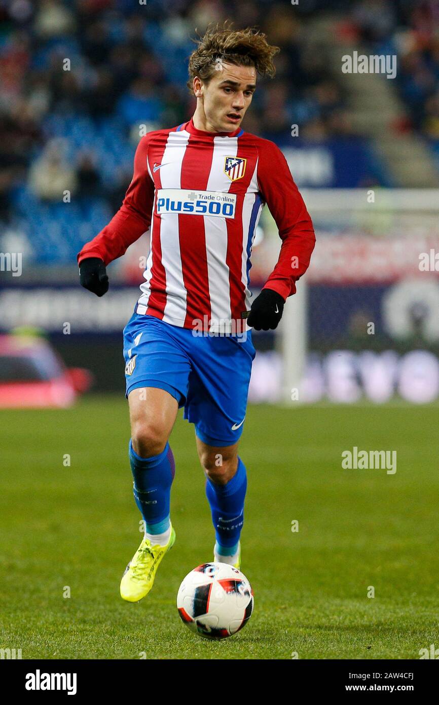 Atletico de Madrid's Antoine Griezmann during the match of Copa del Rey between Atletico de Madrid and Las Palmas, at Vicente Calderon Stadium,  Madri Stock Photo