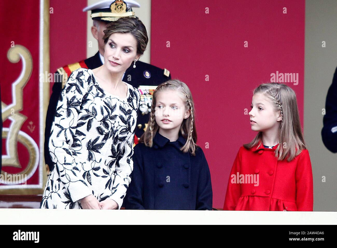 (L-R) Queen Letizia of Spain, Princess Leonor of Spain and Princess Sofia of Spain attend the National Day military parade. October 12 ,2016. (ALTERPH Stock Photo