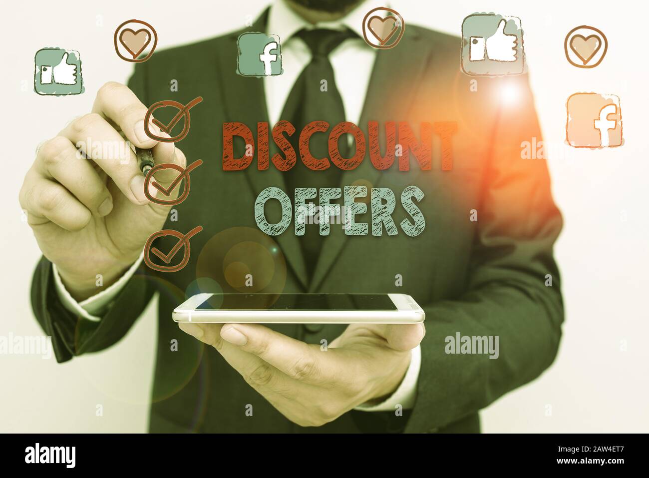 Conceptual hand writing showing Discount Offers. Concept meaning amount