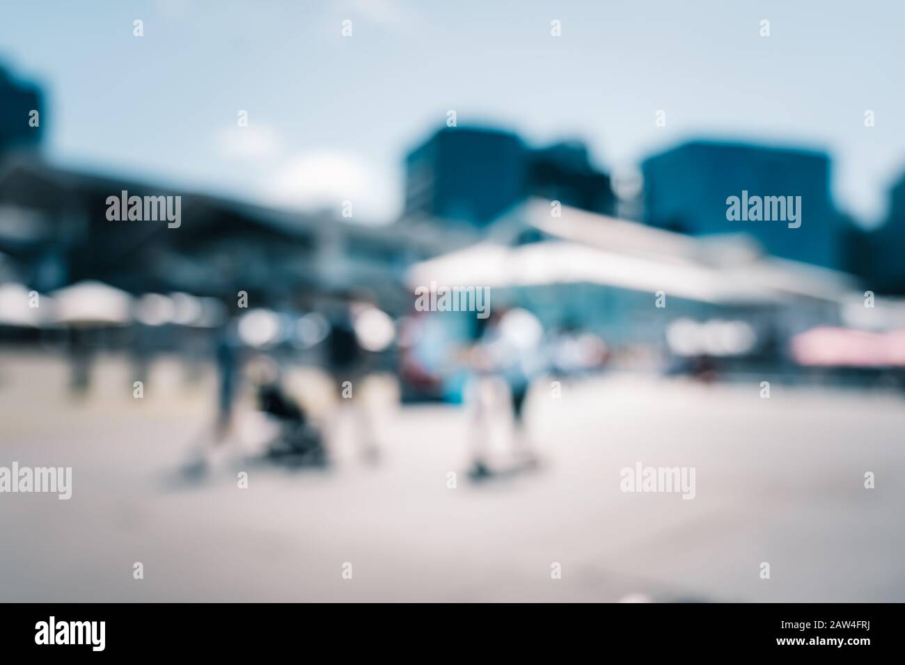 Blur image of Wellington City waterfront view in the capital of New Zealand Stock Photo