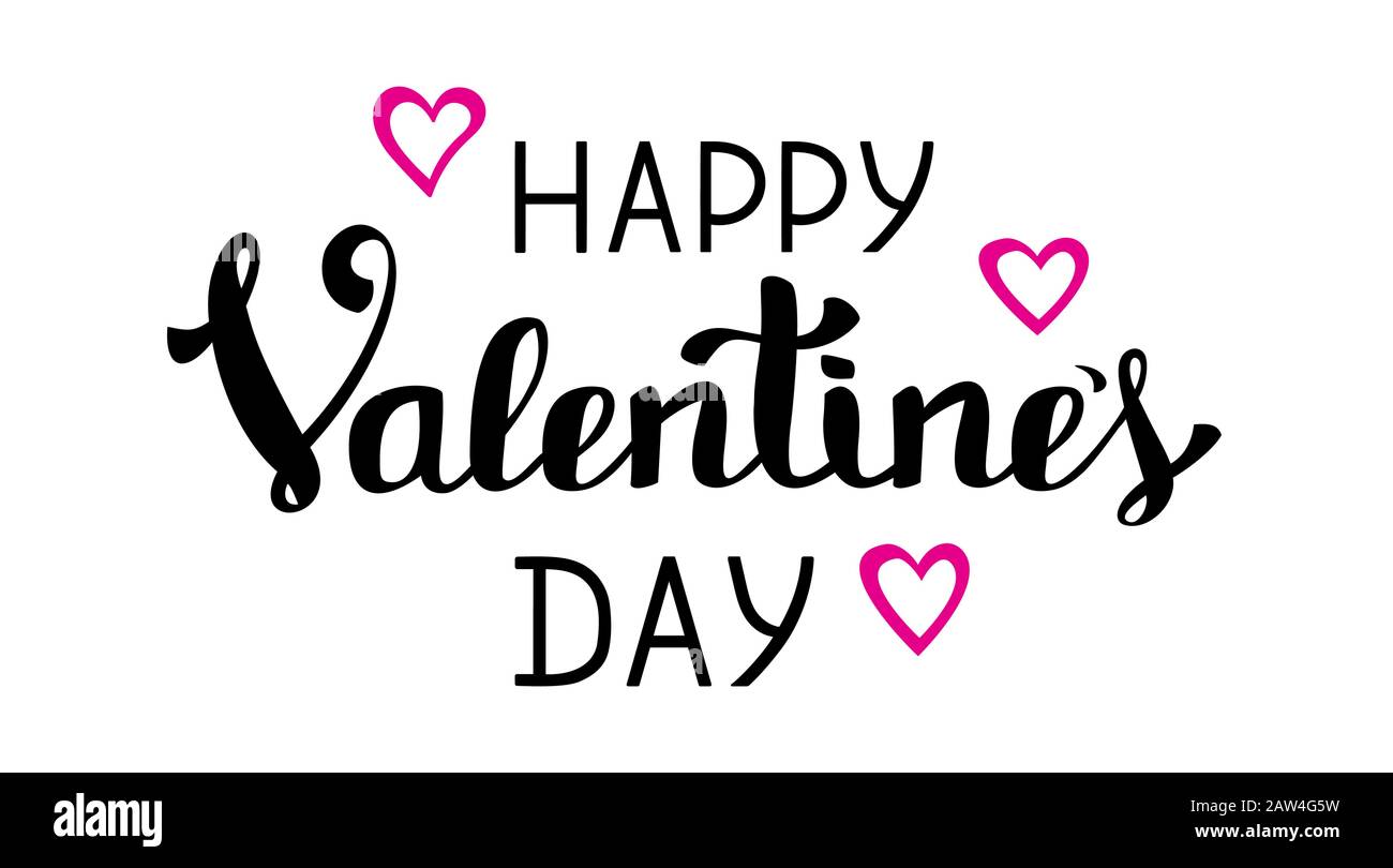 Happy Valentins day inscription on white background. Lettering for holiday Stock Vector