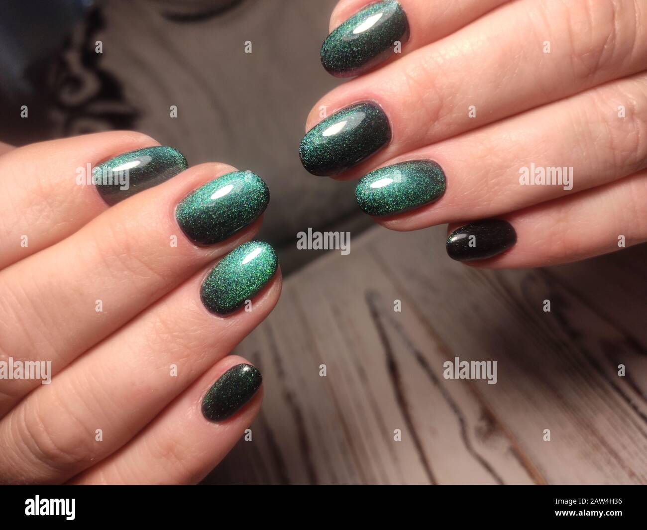 beautiful nail art manicure on the background of a fashionable texture Stock Photo