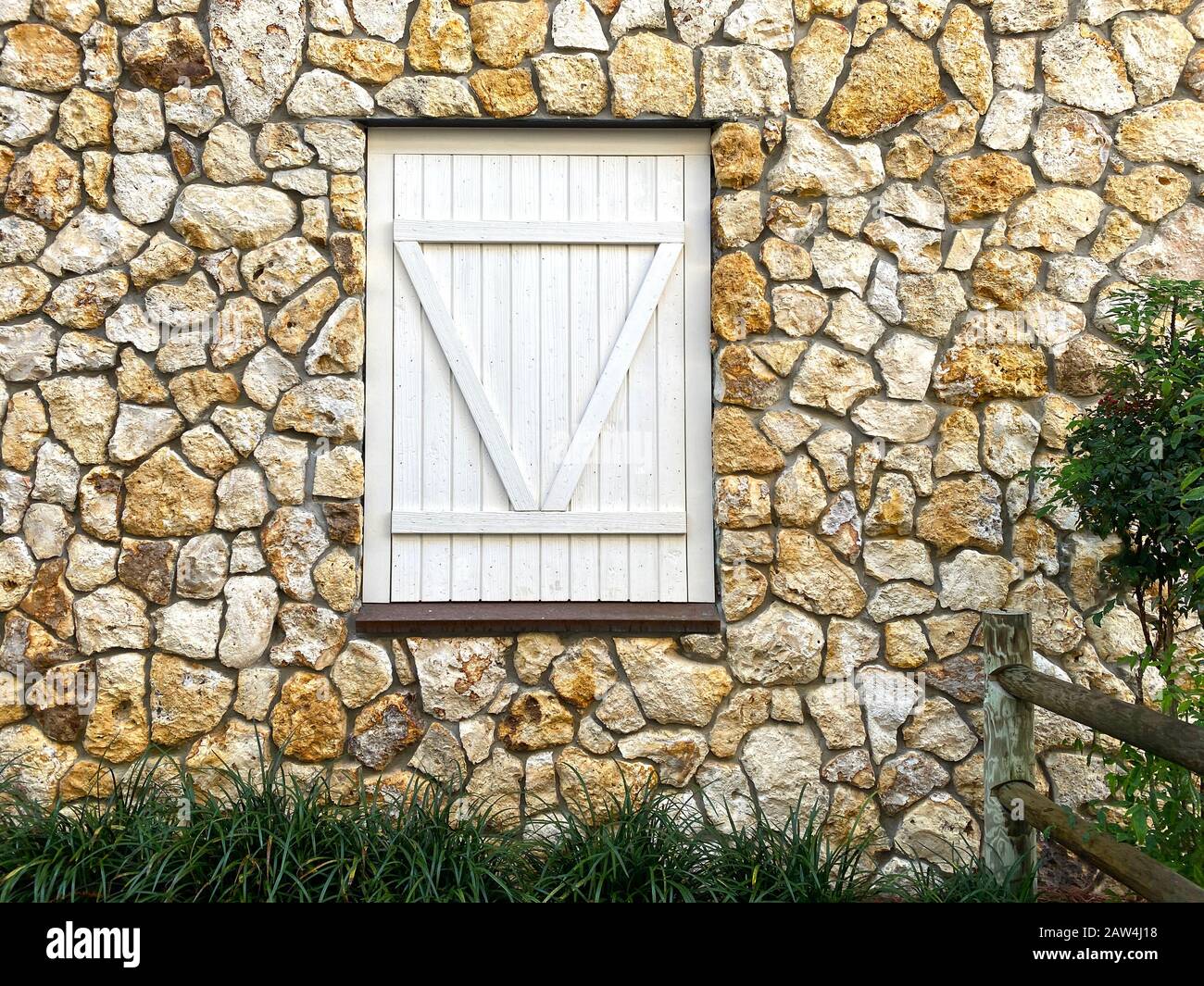 a stone barn farm silo door Stock Photo