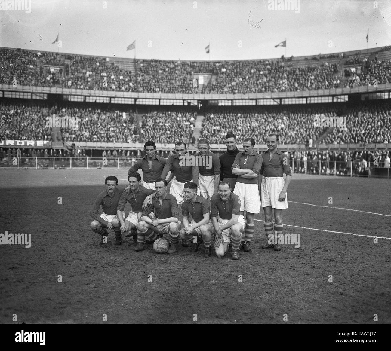 Dutch national team against Malmo Date: March 26, 1947 Location: Malmo Keywords: sport, football Institution Name: Dutch Team Stock Photo