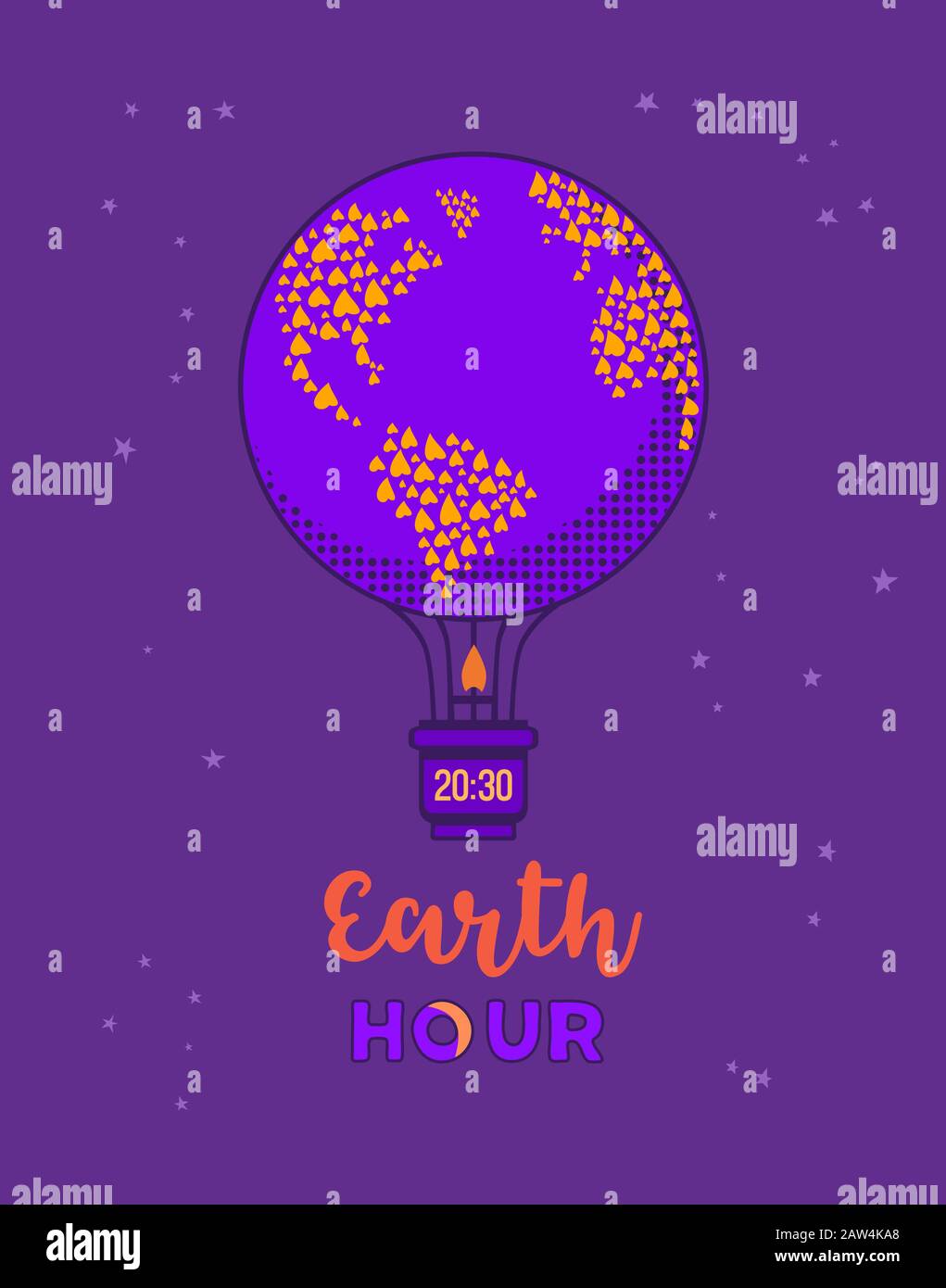 Earth hour day concept flat vector illustration Stock Vector Image