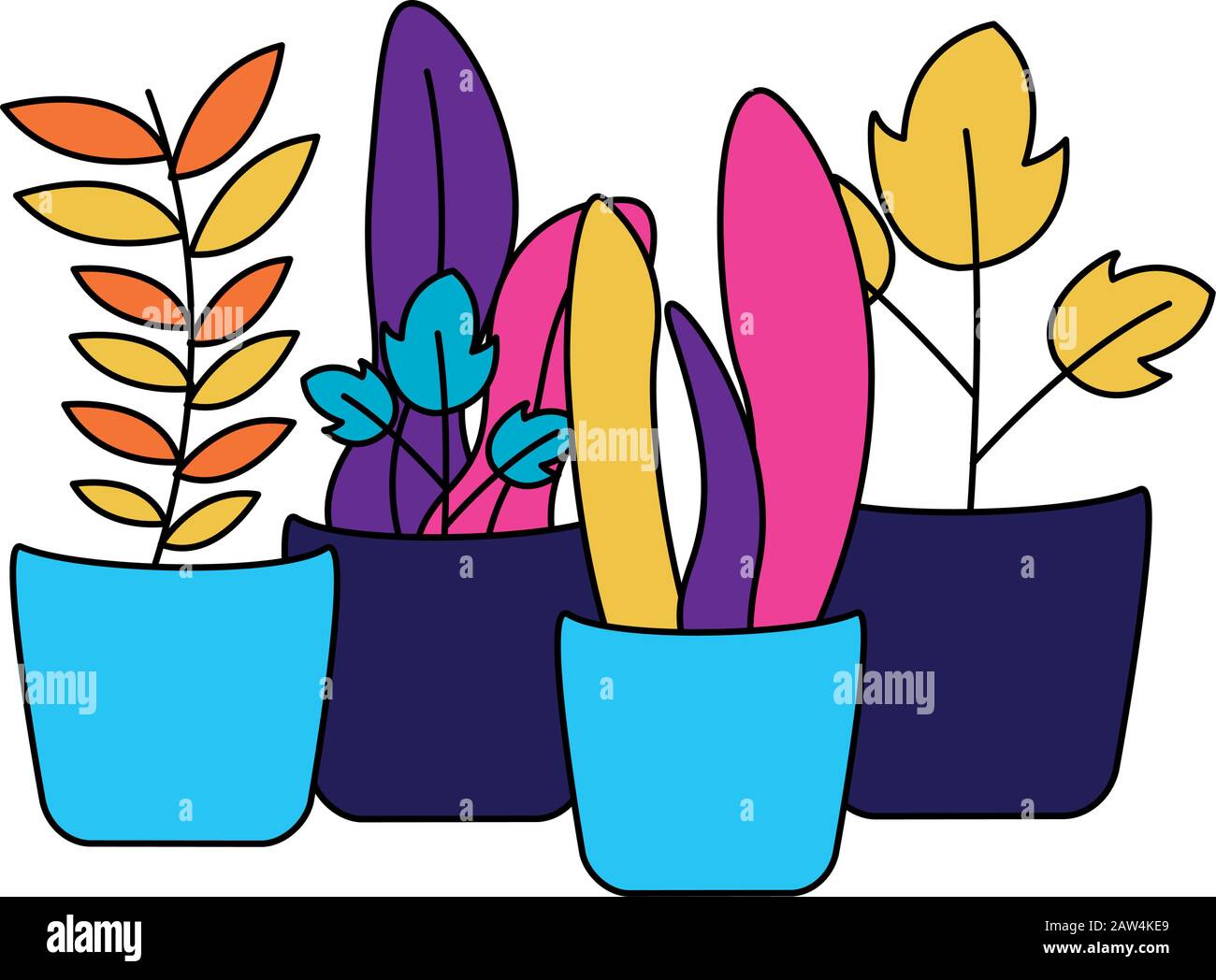 house plants in ceramic pots garden decoration Stock Vector Image & Art ...