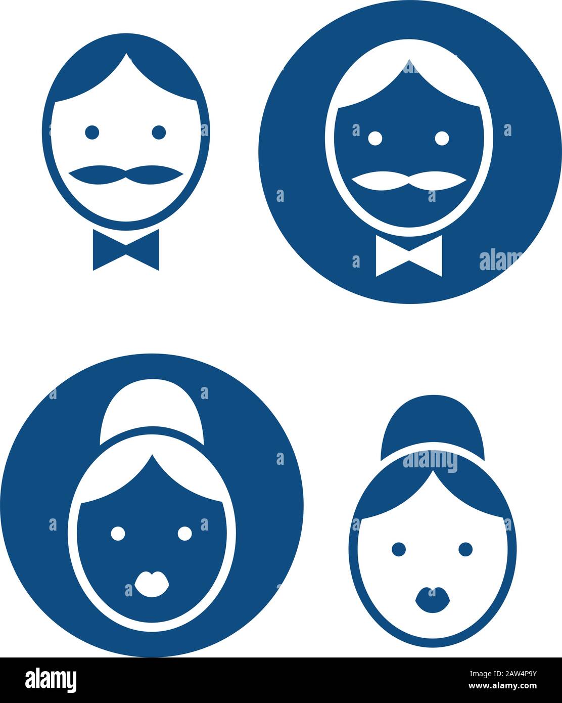 Set of icons with profiles of man and woman. Vector isolated ...