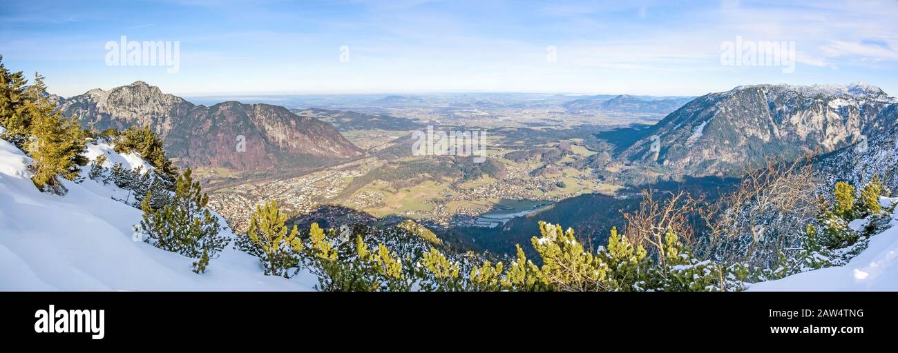 City of Bad Reichenhall, Germany - panorama view from mountain Predigtstuhl Stock Photo