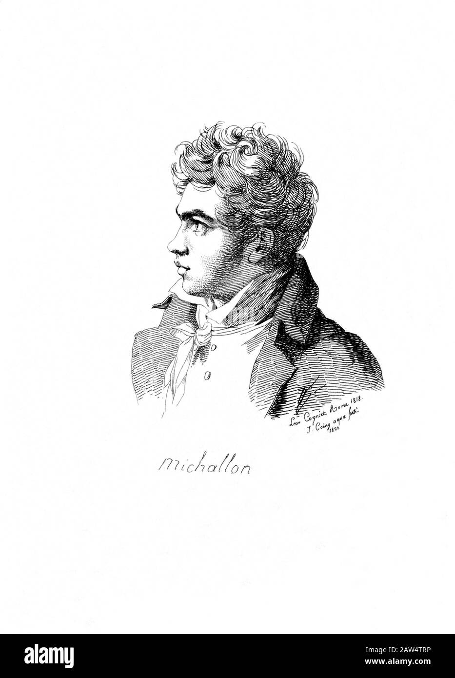 1818 , Paris , FRANCE : The french painter  Achille-Etna MICHALLON  ( 1796 - 1822 ). Portrait by Leon Cogniet , Rome , 1818 , engraved by J. Coiny in Stock Photo