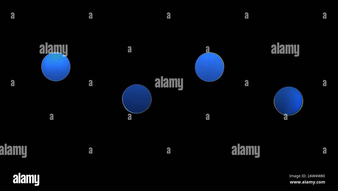Blue lights as circles on a black background. Stock Photo