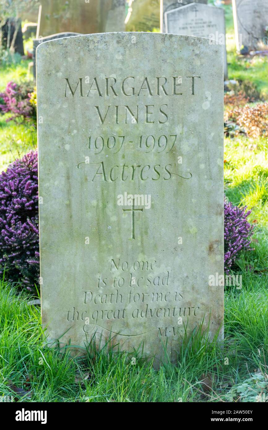 Grave of actress Margaret Vines, Surrey, UK Stock Photo