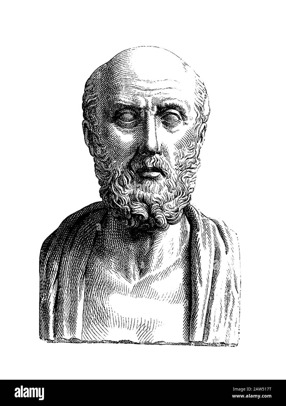 The grecian doctor HIPPOCRATES of KOS ( Coo 460 - Larissa ca. 370 a.C ) , founder of modern scientific medicine .  - IPPOCRATE - MEDICINA - SCIENZA - Stock Photo