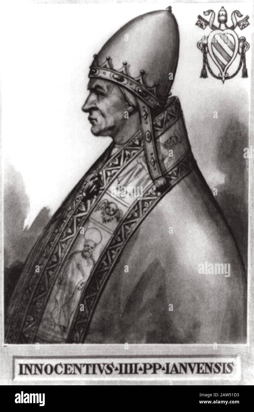 1198 AC ca , ROMA ,  ITALY : The  Pope INNOCENZO III ( 1161 – 1216 ) born Lotario dei conti di Segni . Was Pope from  1198 to his death. Was the 176 t Stock Photo