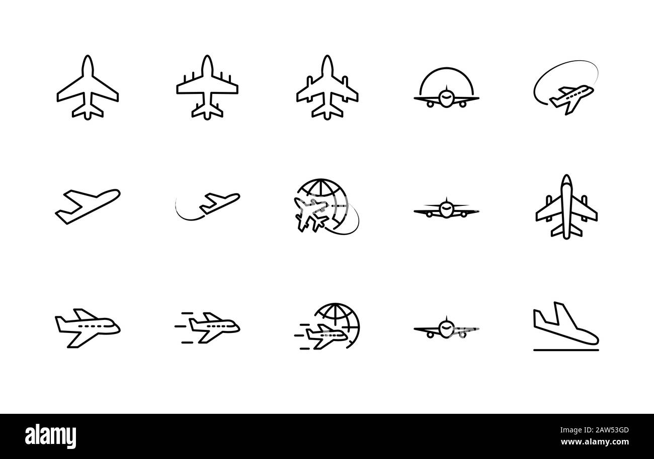 Set Of Plane Vector Line Icon It Contains Symbols To Aircraft Globe And More Editable Stroke 32x32 Pixels Stock Vector Image Art Alamy