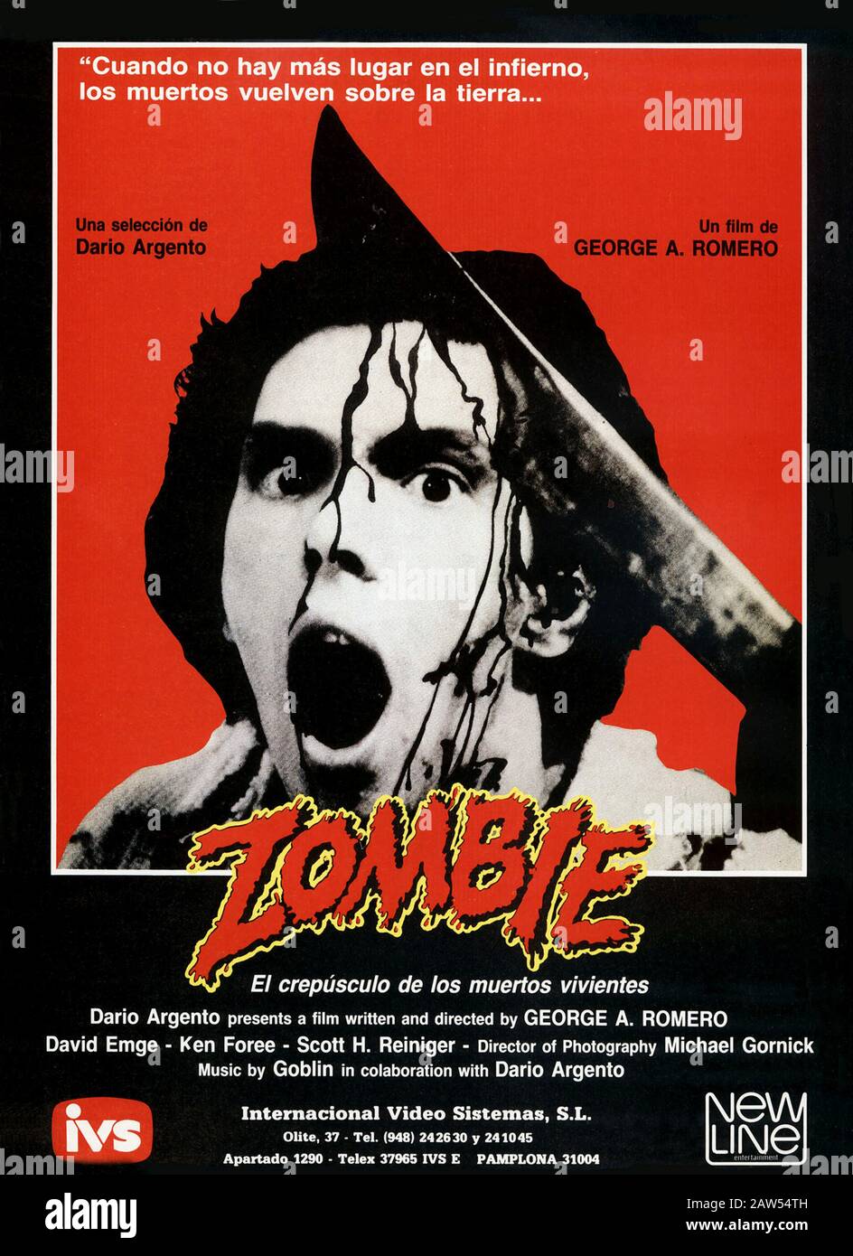 1978 , ITALY  : The SPANISH poster advertising for the movie DAWN OF THE DEAD ( Zombi ) by  movie director GEORGE A. ROMERO , produced by Claudio Arge Stock Photo