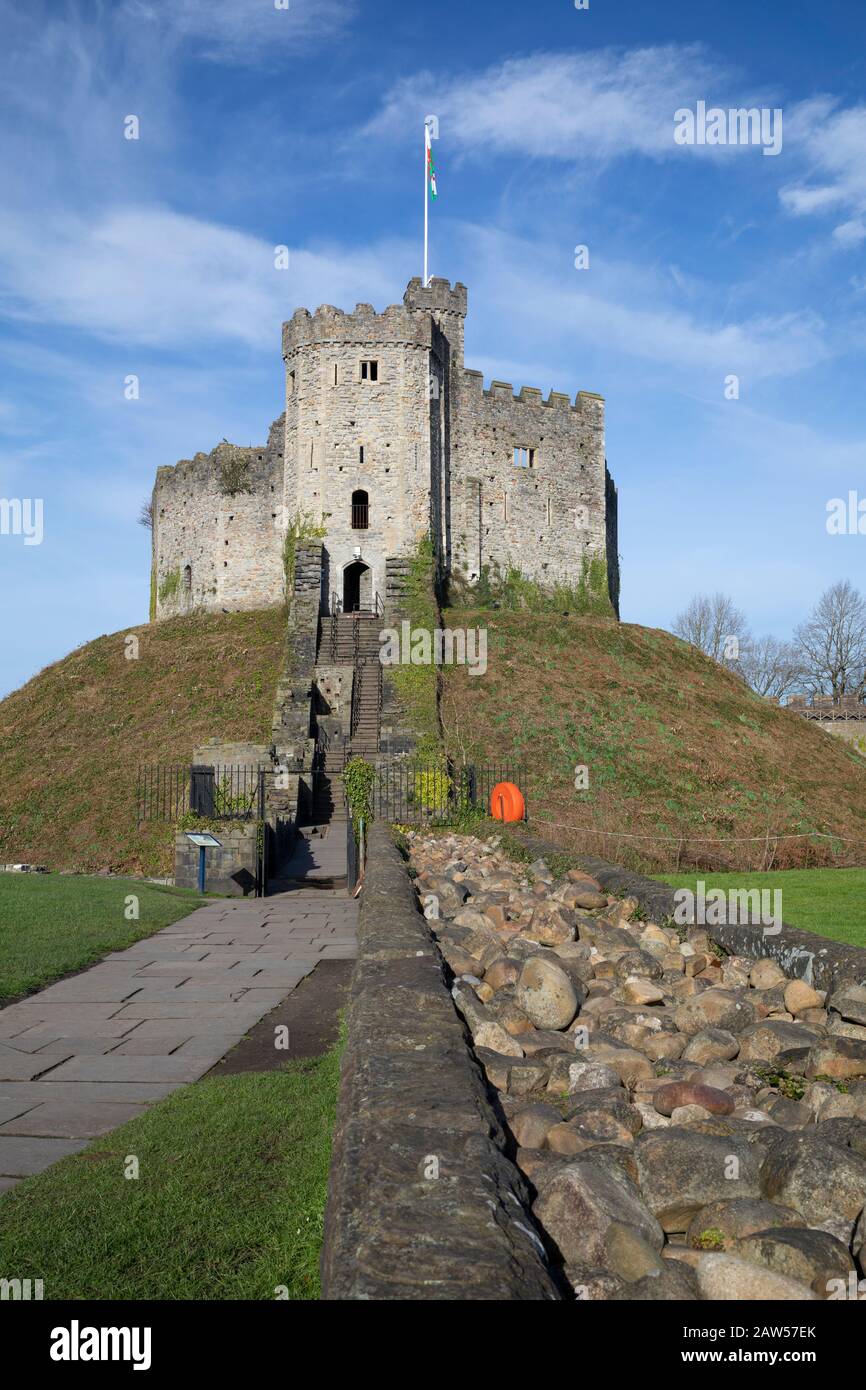 The Norman Keep at Cardiff Castle, South Wales, UK Stock Photo
