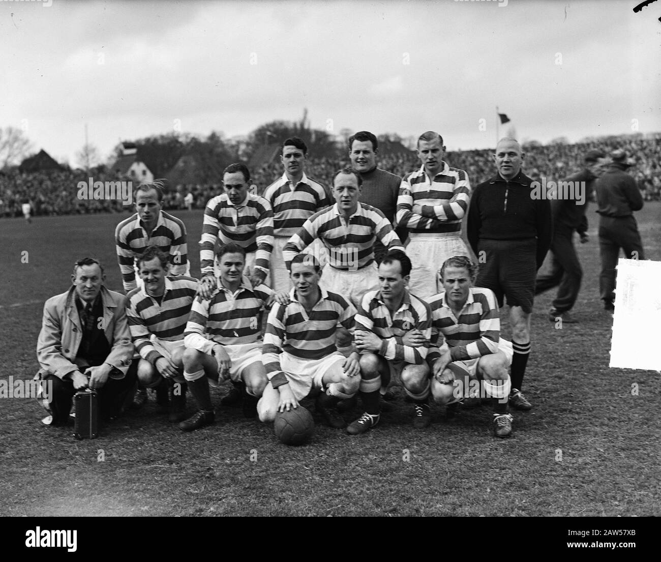 RCH against Blue-White 0-2. Blue-White champion. Team Blue-White Date: April 8, 1951 Location: Heemstede Keywords: teams, group portraits, football, soccer Institution Name: Blue-white Stock Photo