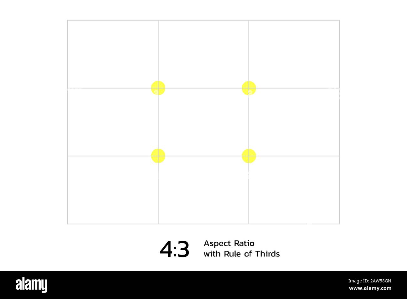 4 by 3 Aspect Ratio with Rule of Thirds Template. Vector illustration with layers Stock Vector