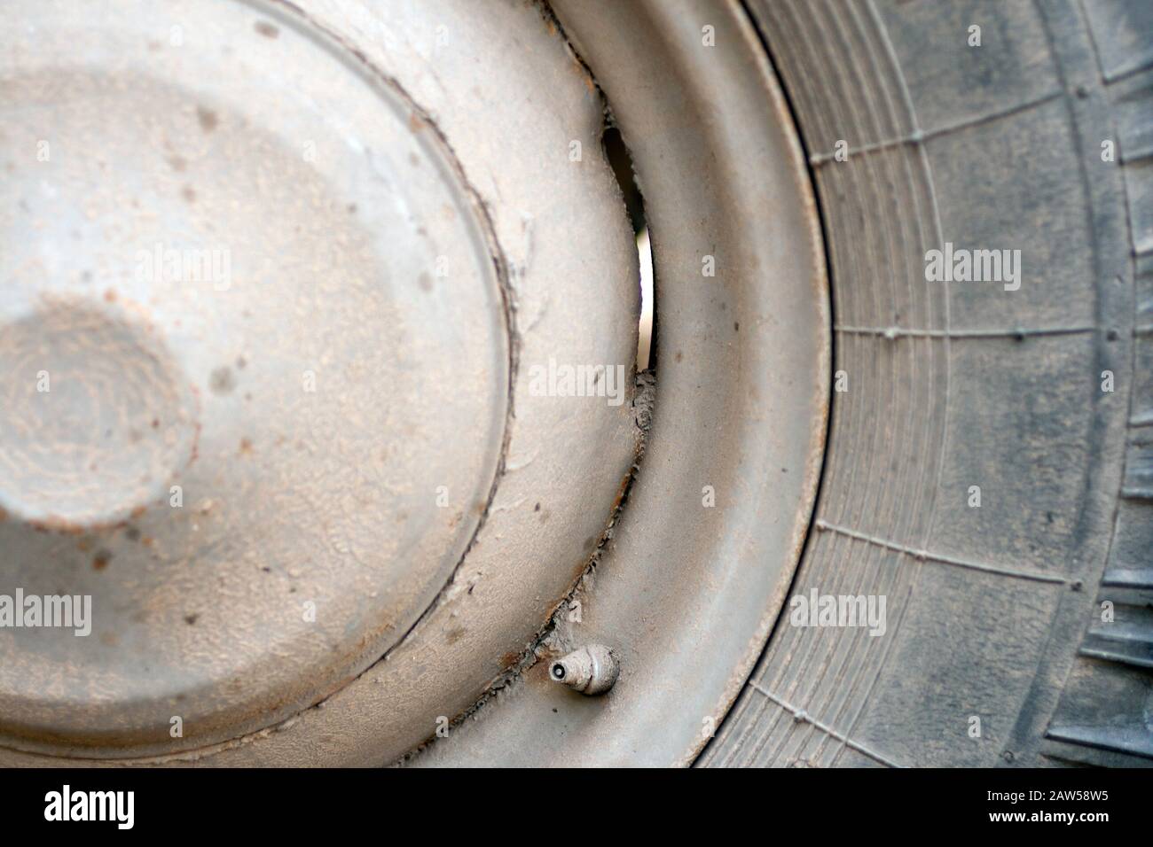 Close up shot of a dirty tire. Stock Photo