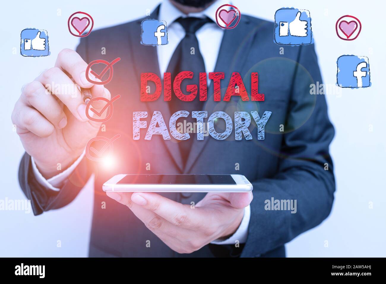 Conceptual hand writing showing Digital Factory. Concept meaning uses ...
