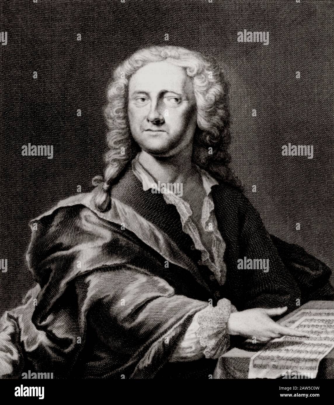 1745 ca , GERMANY : The celebrated german Baroque music composer  Georg Philipp Telemann ( 1681 – 1767 ). Engraved portrait . - ORGANO - organista - C Stock Photo