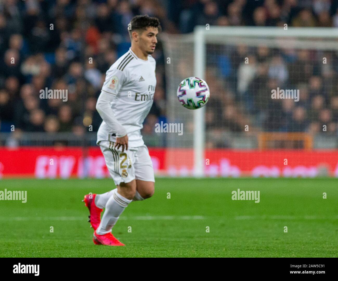 Real Madrid CF's Brahim Diaz seen in action during the Spanish quarterfinal  Copa del Rey match between Real Madrid and Real Sociedad at Santiago  Bernabeu Stadium in Madrid.(Final score; Real Madrid 3:4