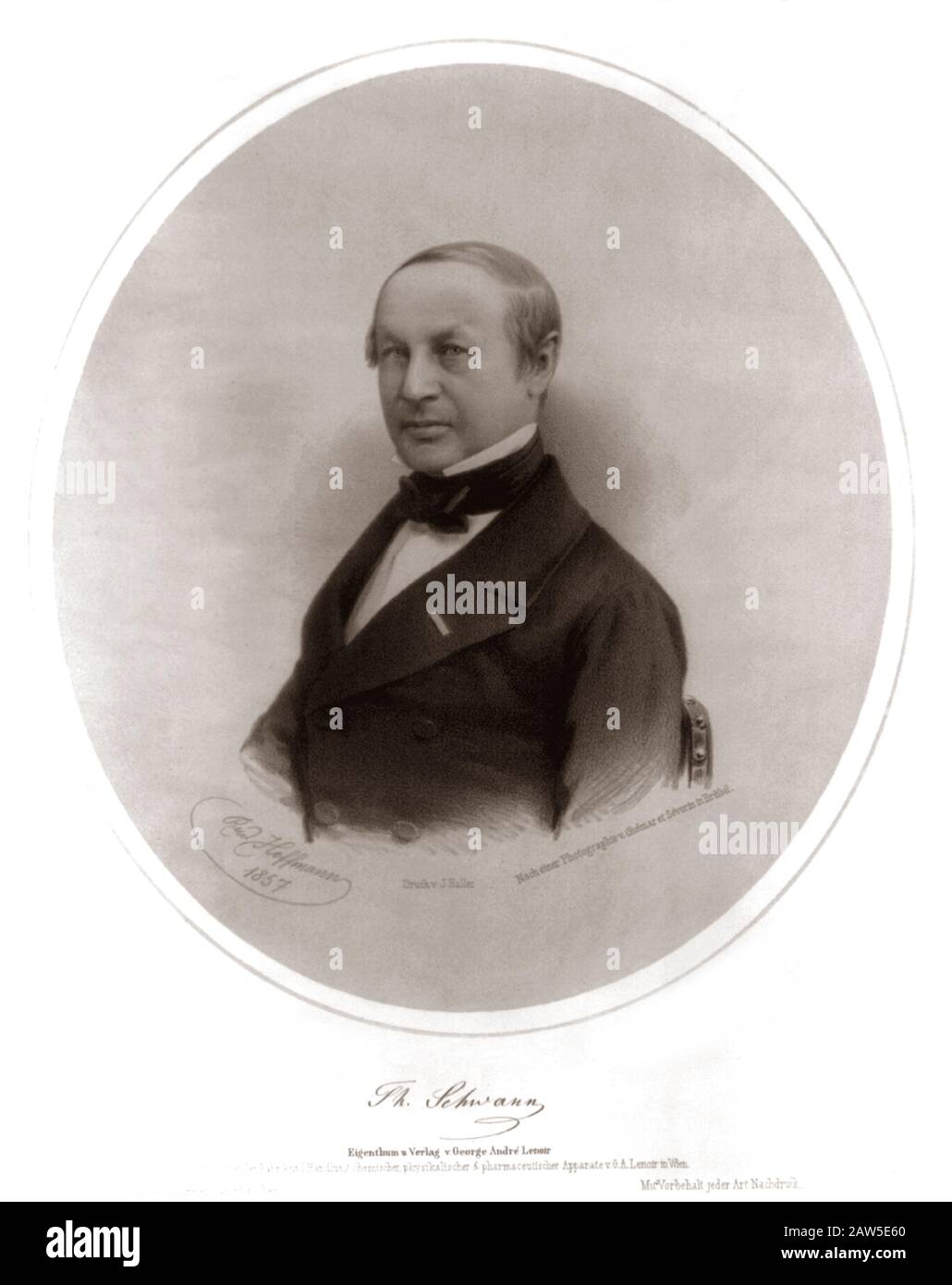 1857 ,  GERMANY : The German physician and biologist Theodor Schwann  ( 1810 - 1882 ), His many contributions to biology include the development of ce Stock Photo
