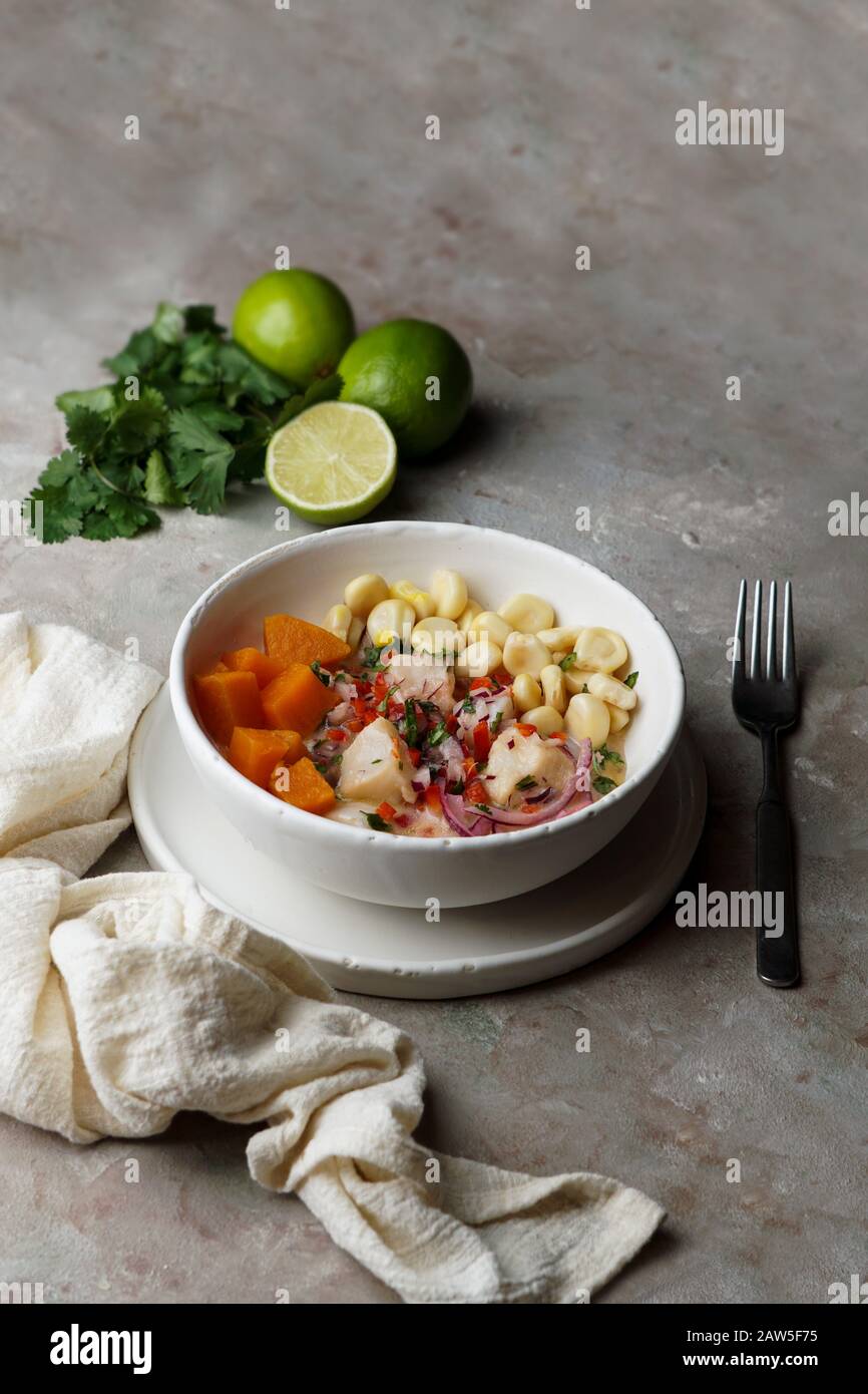 cebiche, ceviche, latin america meal, peruvian marinated fish Stock