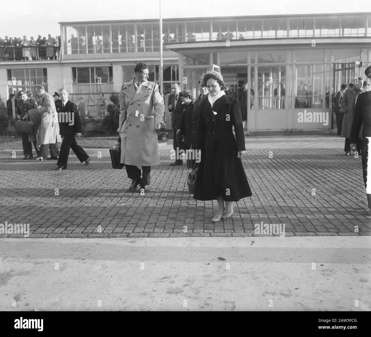 Ms. Hartogh to Singapore Date: November 11, 1950 Location: North-Holland, Schiphol Keywords: arrival and departure Stock Photo