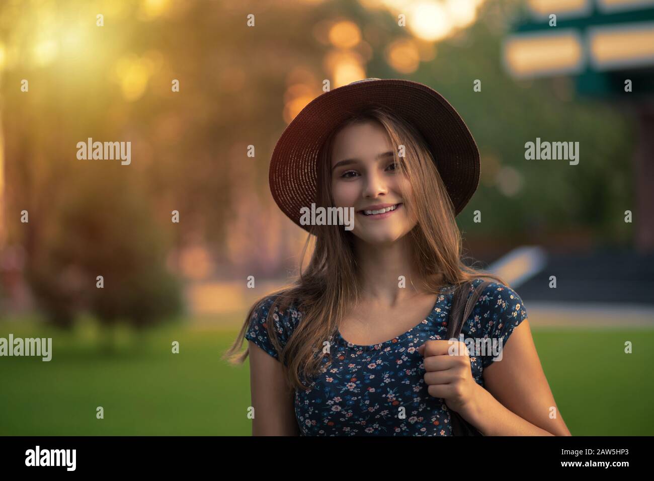 Happy In The City In Evening Young Mixed Woman With Long Hair