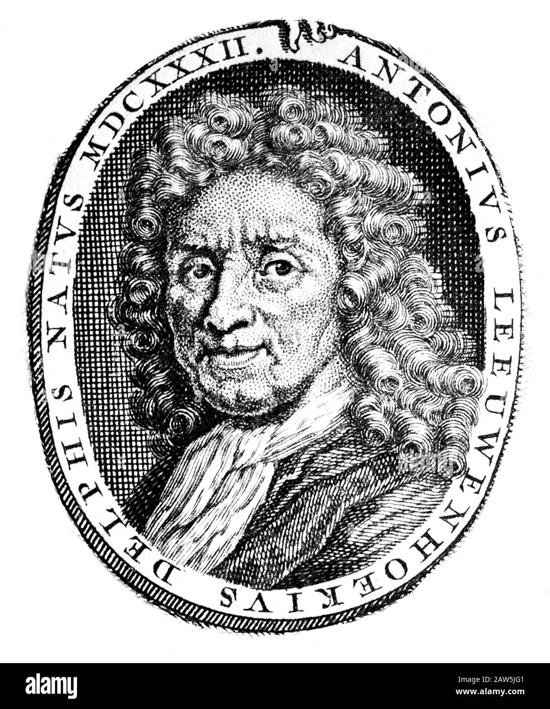 1720  ca ,  HOLLAND : The dutch tradesman , scientist and biologist inventor Antoni Van Leeuwenhoek ( 1632 –  1723 ), portrait from the frontispice of Stock Photo