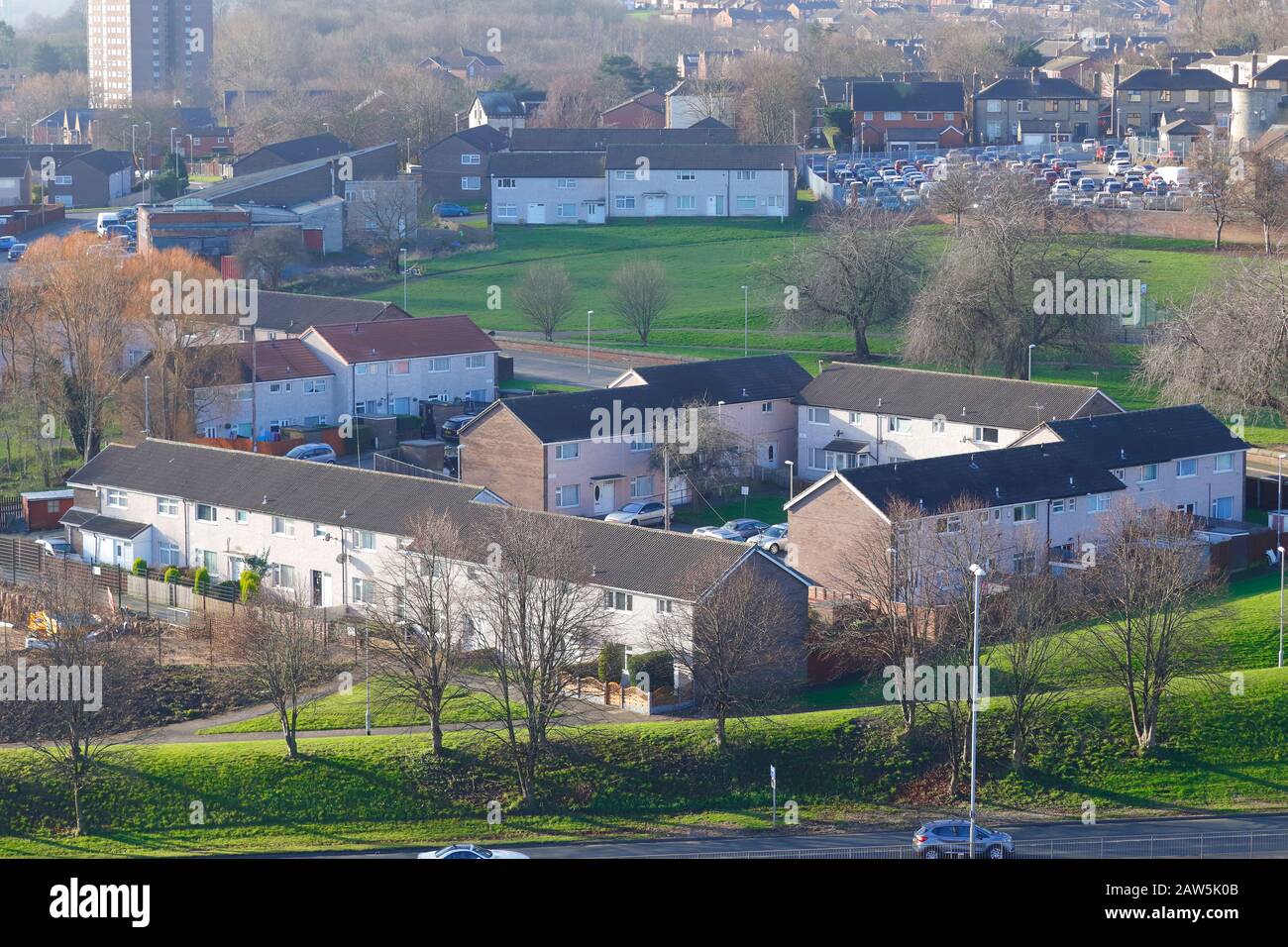 Pre fab houses on Hedley Chase in Armley, Leeds Stock Photo Alamy