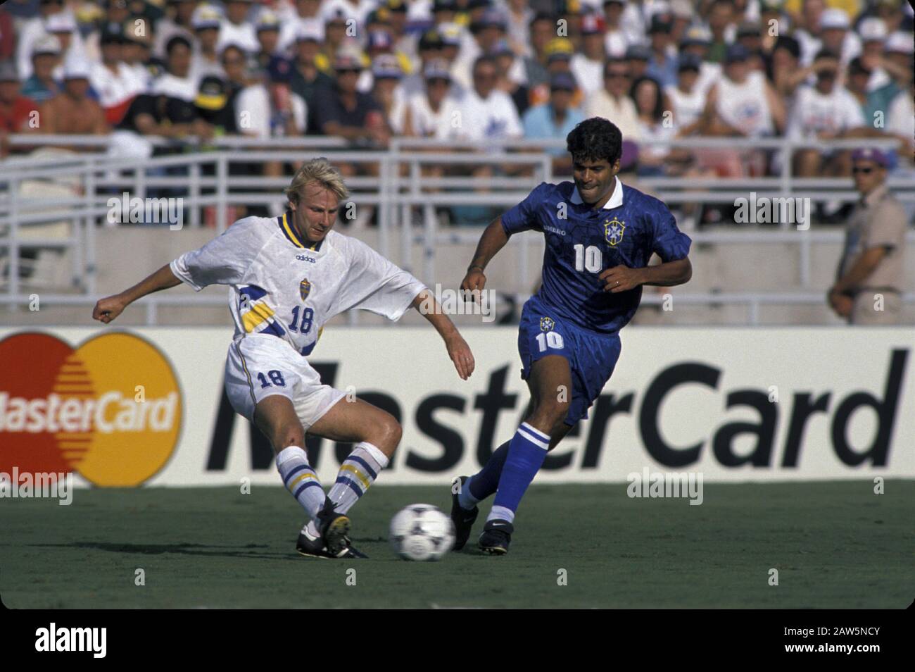 Pasadena, California: World Cup soccer semi-final between Brazil and Sweden, 1994. Brazil won the match and beat Italy in the final. ©Bob Daemmrich Stock Photo