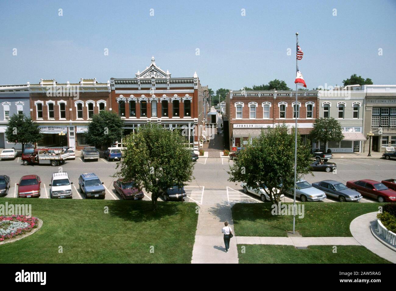 Historic district and courthouse of Albia, Iowa, county seat of Monroe County. Stock Photo